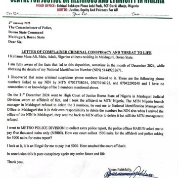 Nigerian Rights Activist Raises Alarm over 3 death threat calls in Borno – Victim alleges